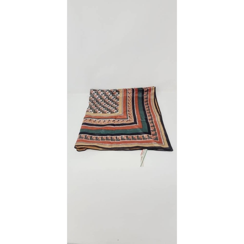 Vtg women hand painted scarf mid century Italy acetate preppy academia career
